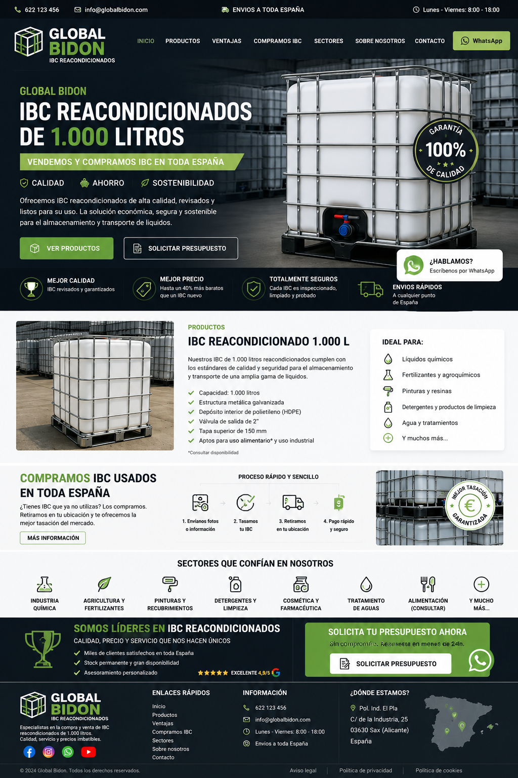 IBC reacondicionado de 1.000 litros Global Bidón